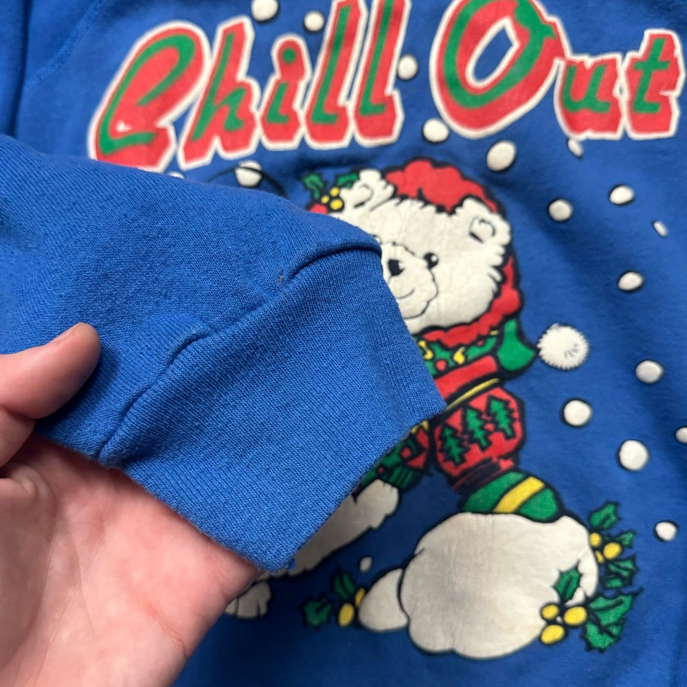 Winter Bear 1991 Christmas Holiday Vintage Blue Crewneck - Picture 4 of 6